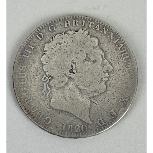 162 - A GEORGE III 1820 SILVER CROWN COIN
In protective sleeve.
3.7 cm Diameter