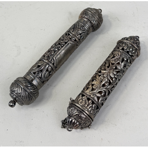 163 - TWO INDIAN .925 STERLING SILVER INCENSE HOLDERS