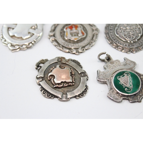 233 - SIX ANTIQUE/VINTAGE .925 STERLING SILVER FOBS/MEDALLIONS
54gms