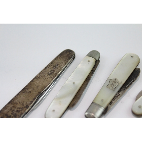 234 - FOUR .925 STERLING SILVER MOP FRUIT KNIVES
67gms... 
