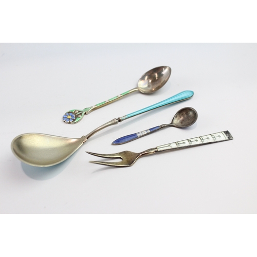 236 - FOUR .925 STERLING SILVER CUTLERY WITH ENAMEL
41gms