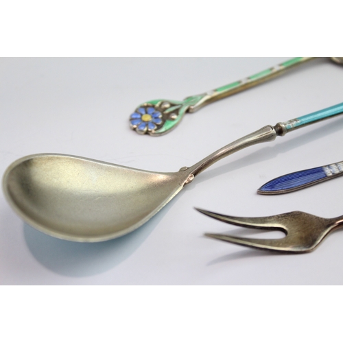236 - FOUR .925 STERLING SILVER CUTLERY WITH ENAMEL
41gms