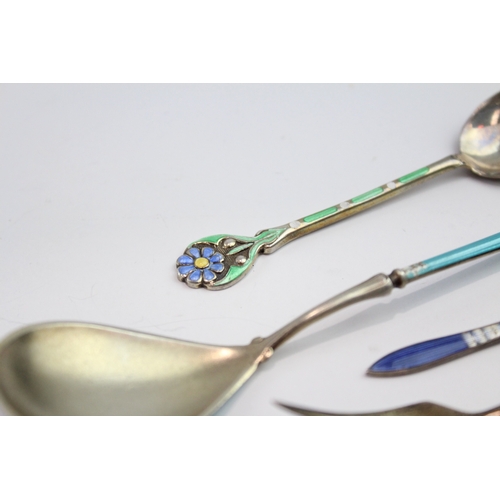 236 - FOUR .925 STERLING SILVER CUTLERY WITH ENAMEL
41gms