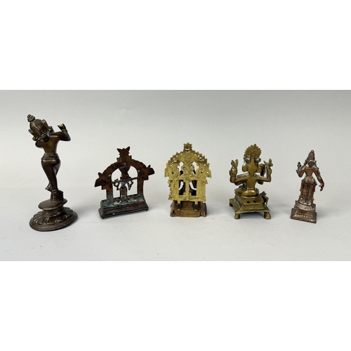 254 - A GROUP OF FIVE ASIAN BRONZE FIGURES, 18TH-20TH CENTURY INCLUDING KRISHNA, GANESHA
Tallest 16.5cm H... 
