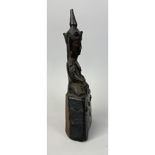 256 - A CHINESE CARVED WOOD AND LACQUERED FIGURE
25.5cm H