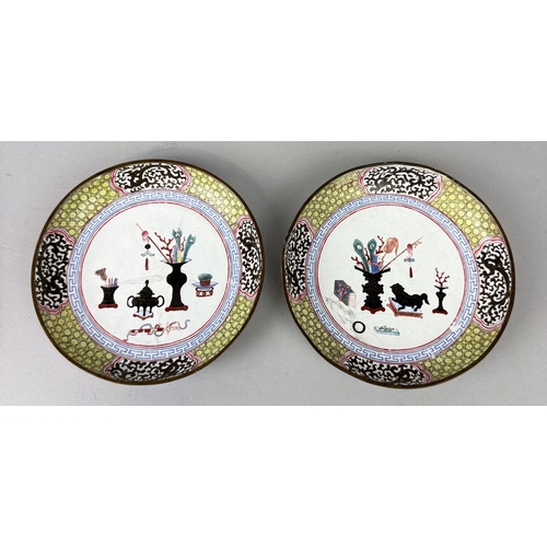 273 - A PAIR OF CHINESE CANTON ENAMEL DISHES, 18TH CENTURY QIANLONG PERIOD
16cm W