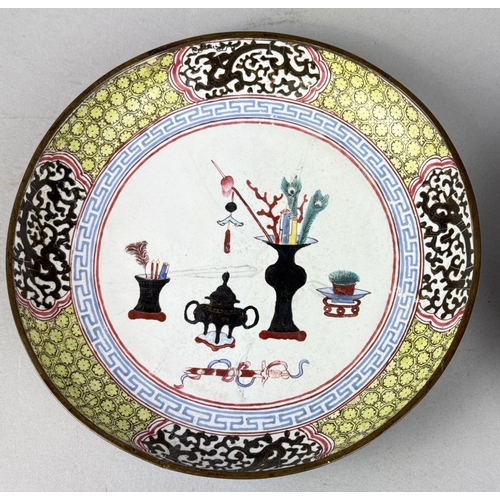 273 - A PAIR OF CHINESE CANTON ENAMEL DISHES, 18TH CENTURY QIANLONG PERIOD
16cm W