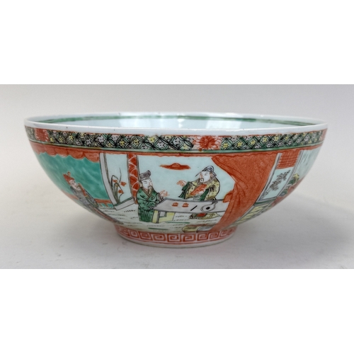 283 - A CHINESE FAMILLE VERTE BOWL, DECORATED WITH FIGURES, REPUBLIC PERIOD
25cm W