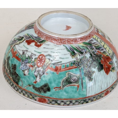 283 - A CHINESE FAMILLE VERTE BOWL, DECORATED WITH FIGURES, REPUBLIC PERIOD
25cm W