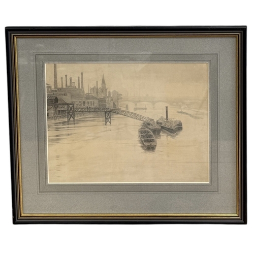 634 - WALTER GREAVES (BRITISH 1846-1930): A PENCIL DRAWING ON PAPER 'LONDON RIVER SCENE'
Christies Sale, L... 