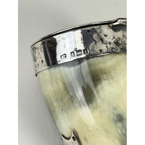 117 - A SILVER AND HORN SNUFF MULL
9cm L