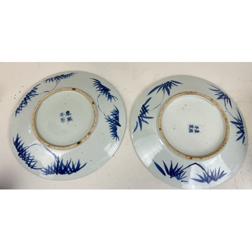 196 - TWO CHINESE BLUE AND WHITE PLATES, EACH WITH FOUR CHARACTER MARK TO VERSO
29 cm width