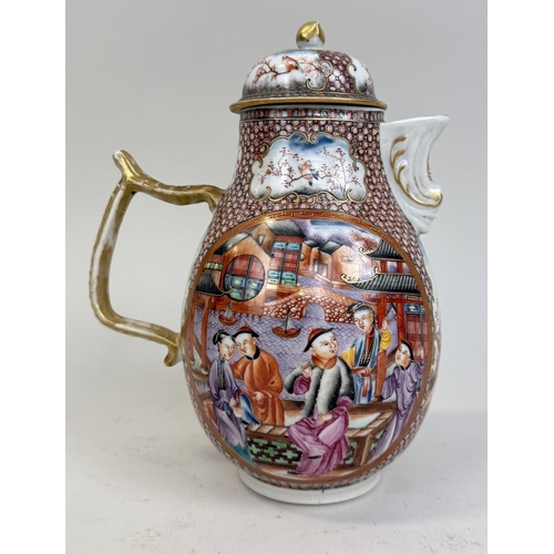 206 - AN 18TH CENTURY CHINESE EXPORT JUG PAINTED WITH FIGURES
22cm H