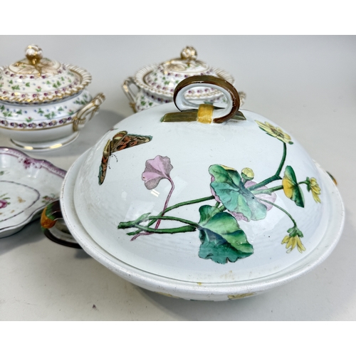 233 - CERAMICS TO INCLUDE CHINESE COCKERELS, MINTONS TUREEN, A CHINESE ENAMEL BOX, HEREND BOX
 ... 