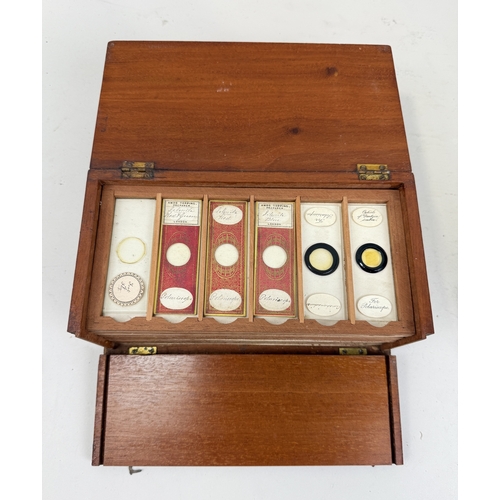 305 - A COLLECTION OF VICTORIAN MICROSCOPE SLIDES IN WOODEN CASE
To include well renowned names such as Am... 