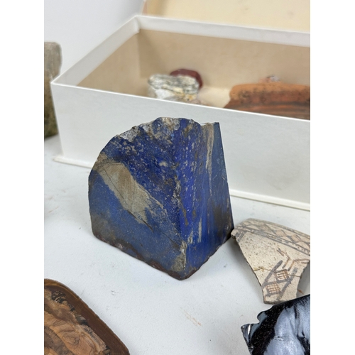 315 - A COLLECTION OF ANTIQUITIES, ANCIENT POTTERY, MARBLE, TILES, LAPIS LAZULI, OBSIDIAN AND MORE
 ... 