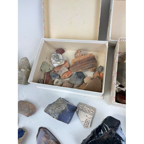 315 - A COLLECTION OF ANTIQUITIES, ANCIENT POTTERY, MARBLE, TILES, LAPIS LAZULI, OBSIDIAN AND MORE
 ... 