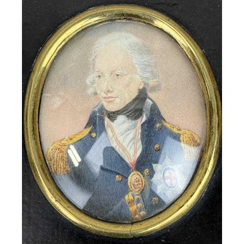 326 - A 19TH CENTURY PORTRAIT MINIATURE OF LORD NELSON
7 x 6 cm
Mounted in an ebonised frame.
 ... 