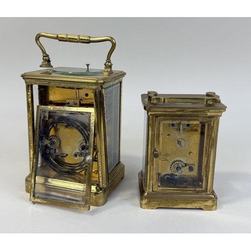 329 - TWO BRASS CARRIAGE CLOCKS
Tallest 14cm H