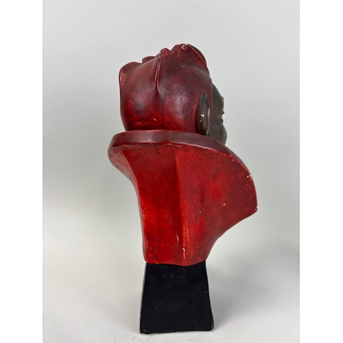 338A - AN ANTIQUE PLASTER BUST OF MEPHISTOPHELES / THE DEVIL
Height: 38cm