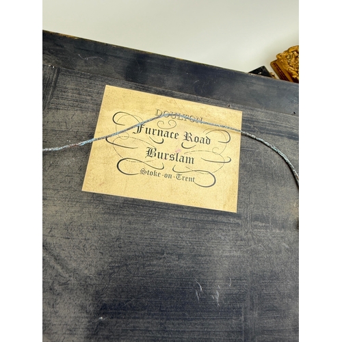 469A - A PARIAN WARE CUPID WITH SHELL TOGETHER WITH TRANSFER PRINTED CERAMIC TILES INCLUDING ROYAL DOULTON ... 