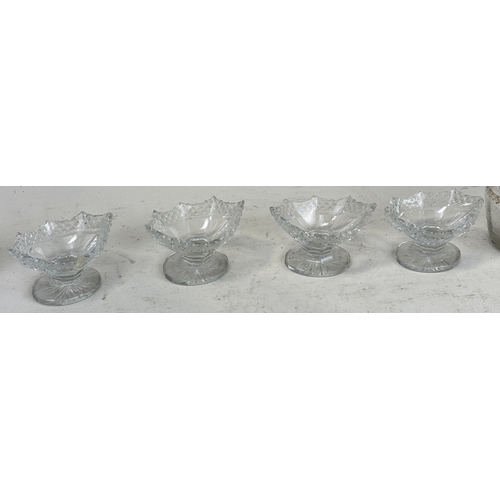 488 - COLLECTION OF ANTIQUE GLASSWARE, TO INCLUDE FOUR GEORGIAN SALTS