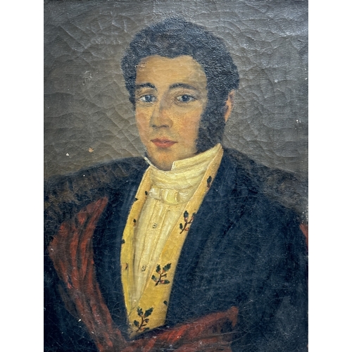 A 19TH CENTURY OIL PAINTING ON CANVAS DEPICTING A PORTRAIT OF A ...