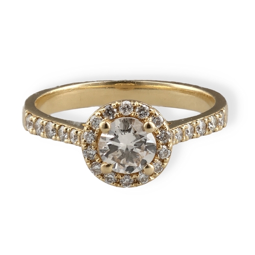 17 - A 14CT GOLD AND DIAMOND RING, CENTRE STONE APPROXIMATELY 0.75CT`
Weight: 3.4gms