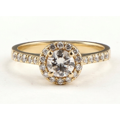 17 - A 14CT GOLD AND DIAMOND RING, CENTRE STONE APPROXIMATELY 0.75CT`
Weight: 3.4gms