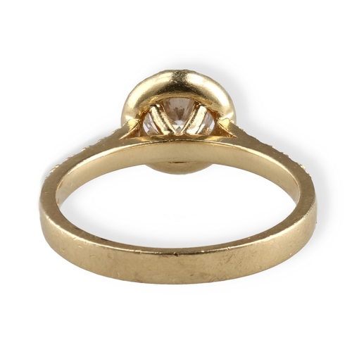 17 - A 14CT GOLD AND DIAMOND RING, CENTRE STONE APPROXIMATELY 0.75CT`
Weight: 3.4gms