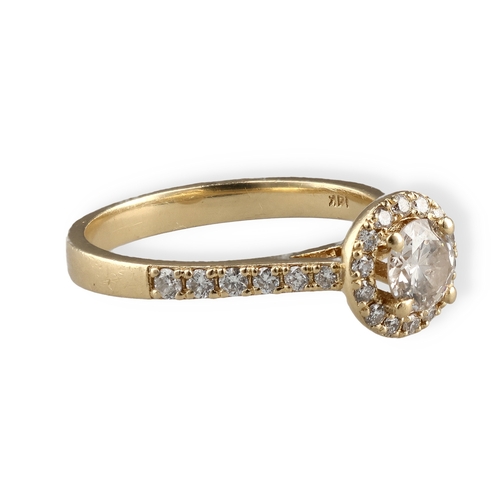 17 - A 14CT GOLD AND DIAMOND RING, CENTRE STONE APPROXIMATELY 0.75CT`
Weight: 3.4gms