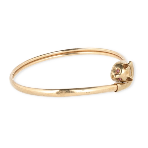 20 - A 9CT GOLD BRACELET WITH CAT'S HEAD WITH STONE-SET EYES, TOGETHER WITH A THREE COLOUR 9CT GOLD BRACE... 