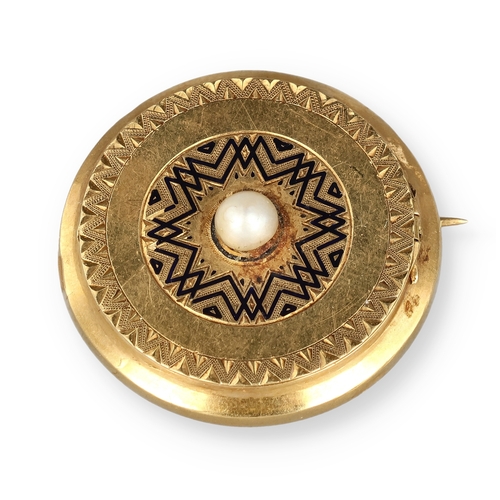 41 - A VICTORIAN GOLD LOCKET WITH BLUE ENAMEL AND A PEARL
Gold probably 15ct or better.
10.3 gms... 