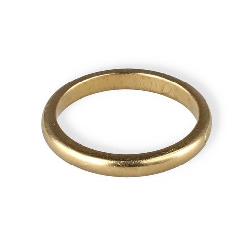 42 - A HIGH CARAT GOLD WEDDING BAND, PROBABLY 18-22CT
Weight: 3.7gms