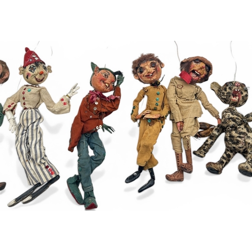 A COLLECTION OF VINTAGE PUPPETS Including a clown
