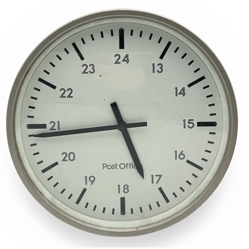 A 20TH CENTURY CIRCULAR POST OFFICE CLOCK WITH TWENTY FOUR HOUR DIAL 30 ...