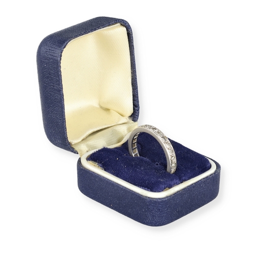 25 - A WHITE GOLD/PLATINUM AND DIAMOND ETERNITY RING
In blue ring box
5 gms