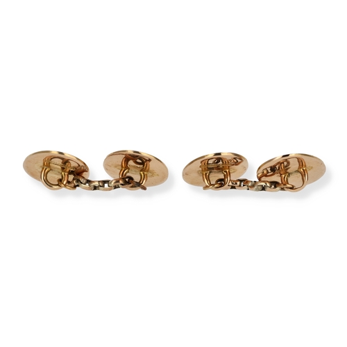 28 - A PAIR OF LATE VICTORIAN 15CT GOLD CUFFLINKS, EACH ENGRAVED WITH AN ELEPHANT
Total weight: 8.5gms... 