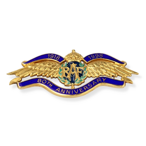 33 - A 9CT GOLD RAF 80TH ANNIVERSARY BROOCH, 1918-1998
Weight: 11.6gms