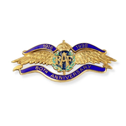35 - A 9CT GOLD RAF 80TH ANNIVERSARY BROOCH, 1918-1998
Weight: 11.6gms