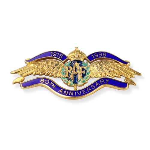 36 - A 9CT GOLD RAF 80TH ANNIVERSARY BROOCH, 1918-1998
Weight: 11.6gms