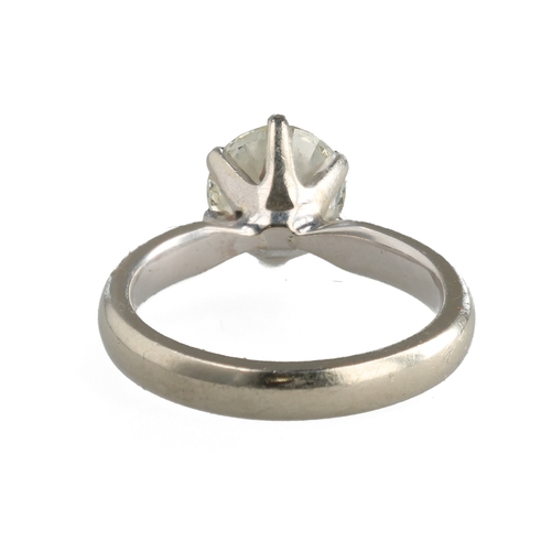 67C - A SOLITAIRE DIAMOND RING, 1.50CT SET IN 18CT WHITE GOLD
Weight: 3.6gms
Colour approximately K/L, cla... 