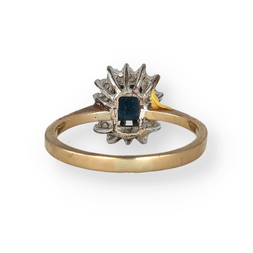 68 - A 9CT GOLD SAPPHIRE AND DIAMOND CLUSTER RING
Weight: 2.0gms