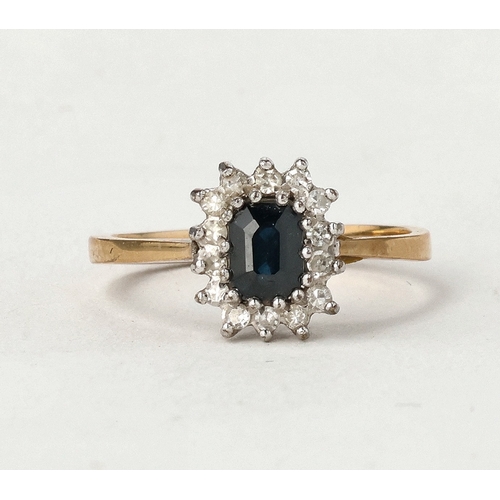 68 - A 9CT GOLD SAPPHIRE AND DIAMOND CLUSTER RING
Weight: 2.0gms