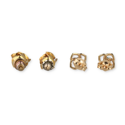 81 - A PAIR OF 9CT GOLD EARRINGS TOGETHER WITH ANOTHER PAIR OF 9CT GOLD ROSEBUD EARRING STUDS
Total weigh... 