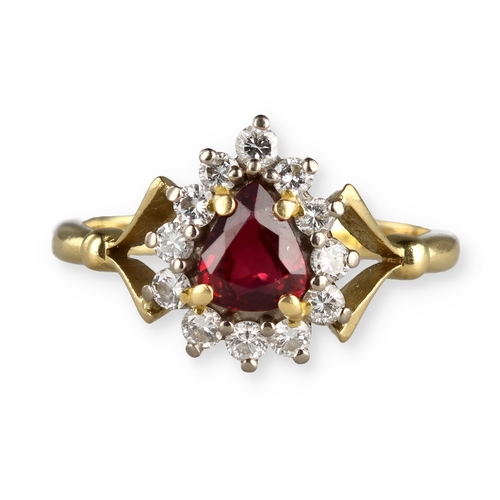 9 - A FINE 18CT GOLD DIAMOND AND RUBY RING
3.5 gms
In associated cushioned ring box.... 