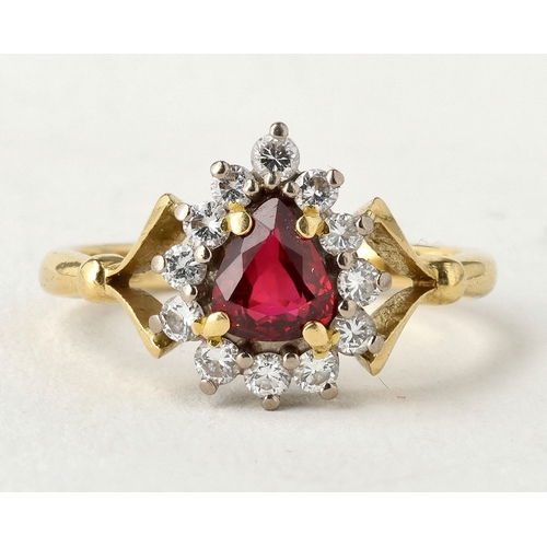 9 - A FINE 18CT GOLD DIAMOND AND RUBY RING
3.5 gms
In associated cushioned ring box.... 