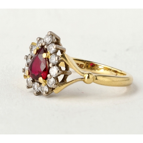 9 - A FINE 18CT GOLD DIAMOND AND RUBY RING
3.5 gms
In associated cushioned ring box.... 