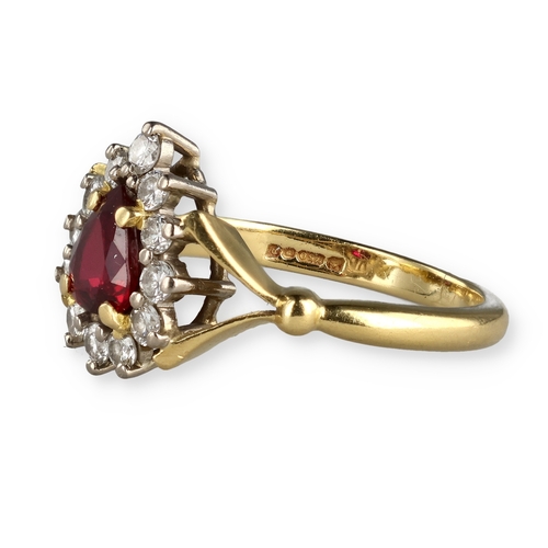 9 - A FINE 18CT GOLD DIAMOND AND RUBY RING
3.5 gms
In associated cushioned ring box.... 