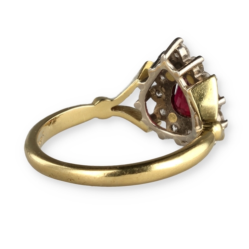 9 - A FINE 18CT GOLD DIAMOND AND RUBY RING
3.5 gms
In associated cushioned ring box.... 